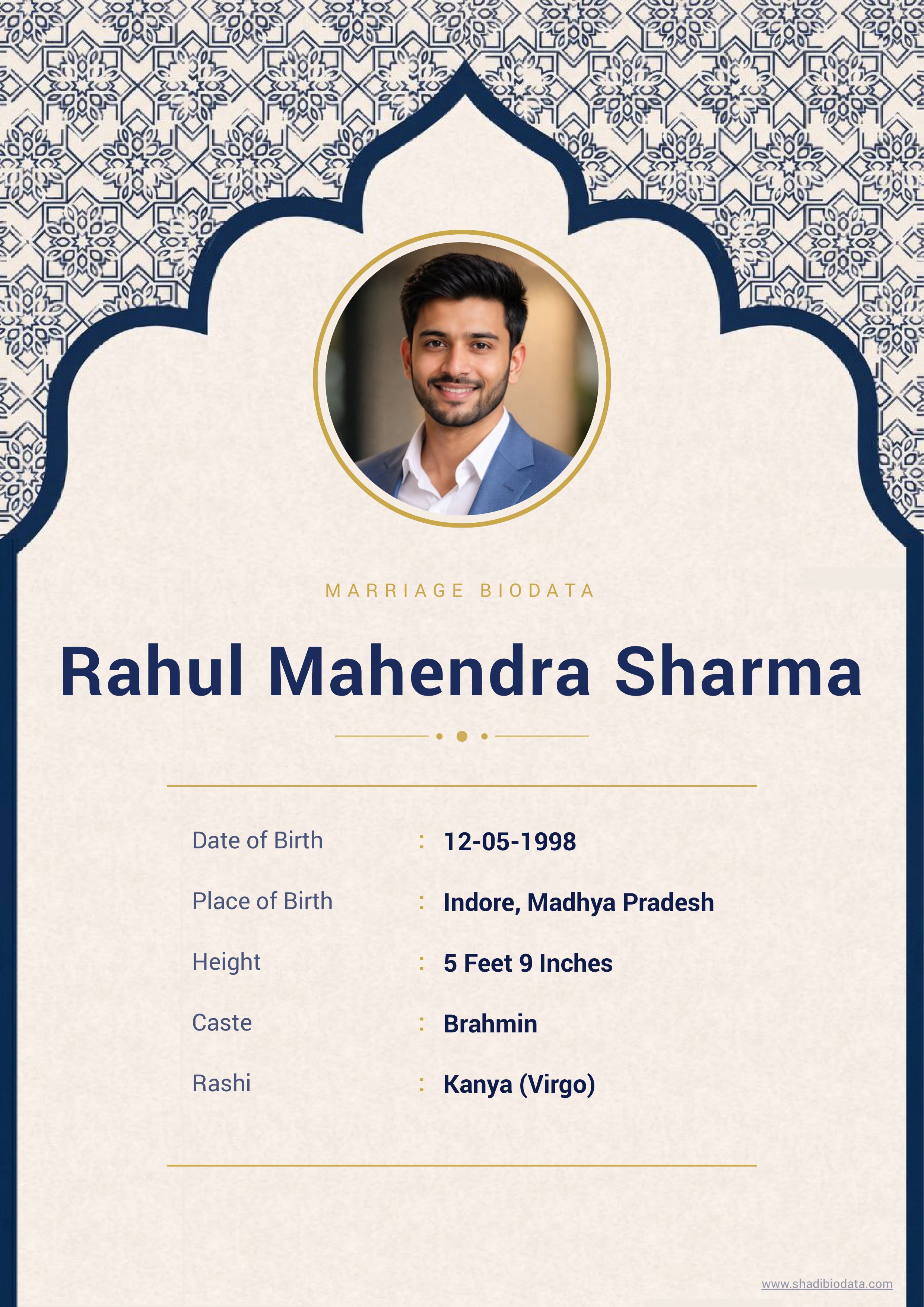 Navy Arch marriage biodata template