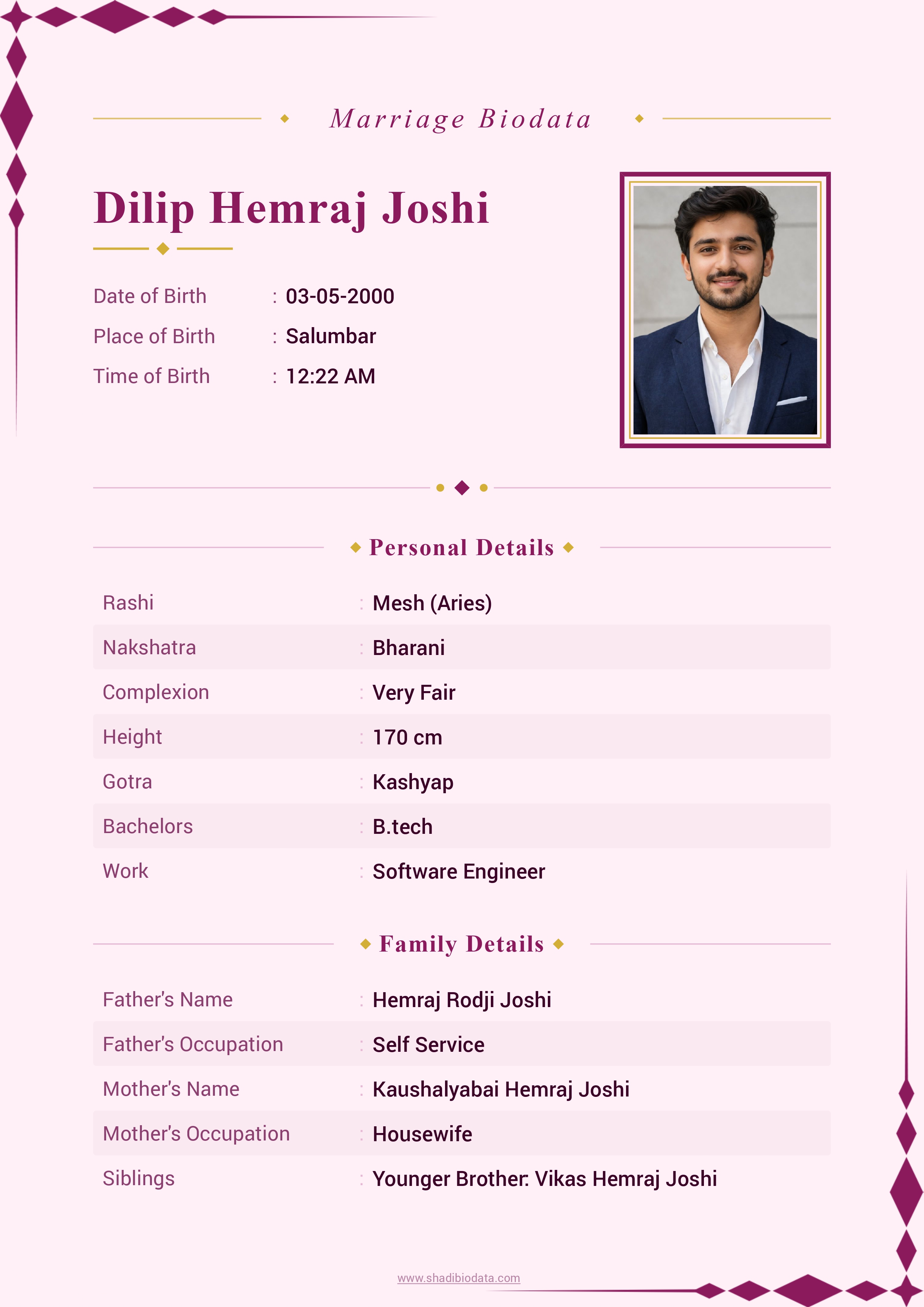 Template Sixty Seven marriage biodata template