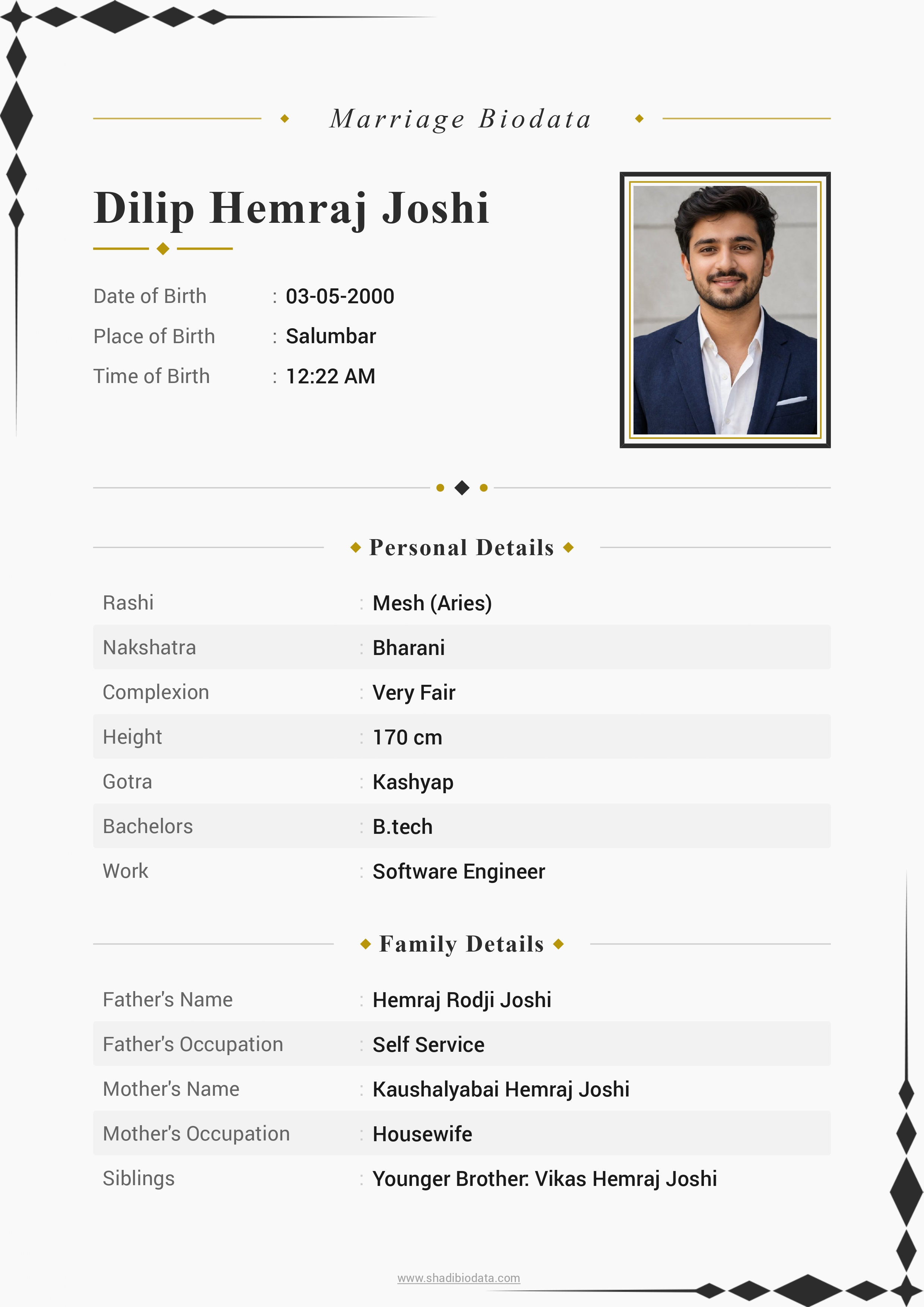 Template Sixty Nine marriage biodata template