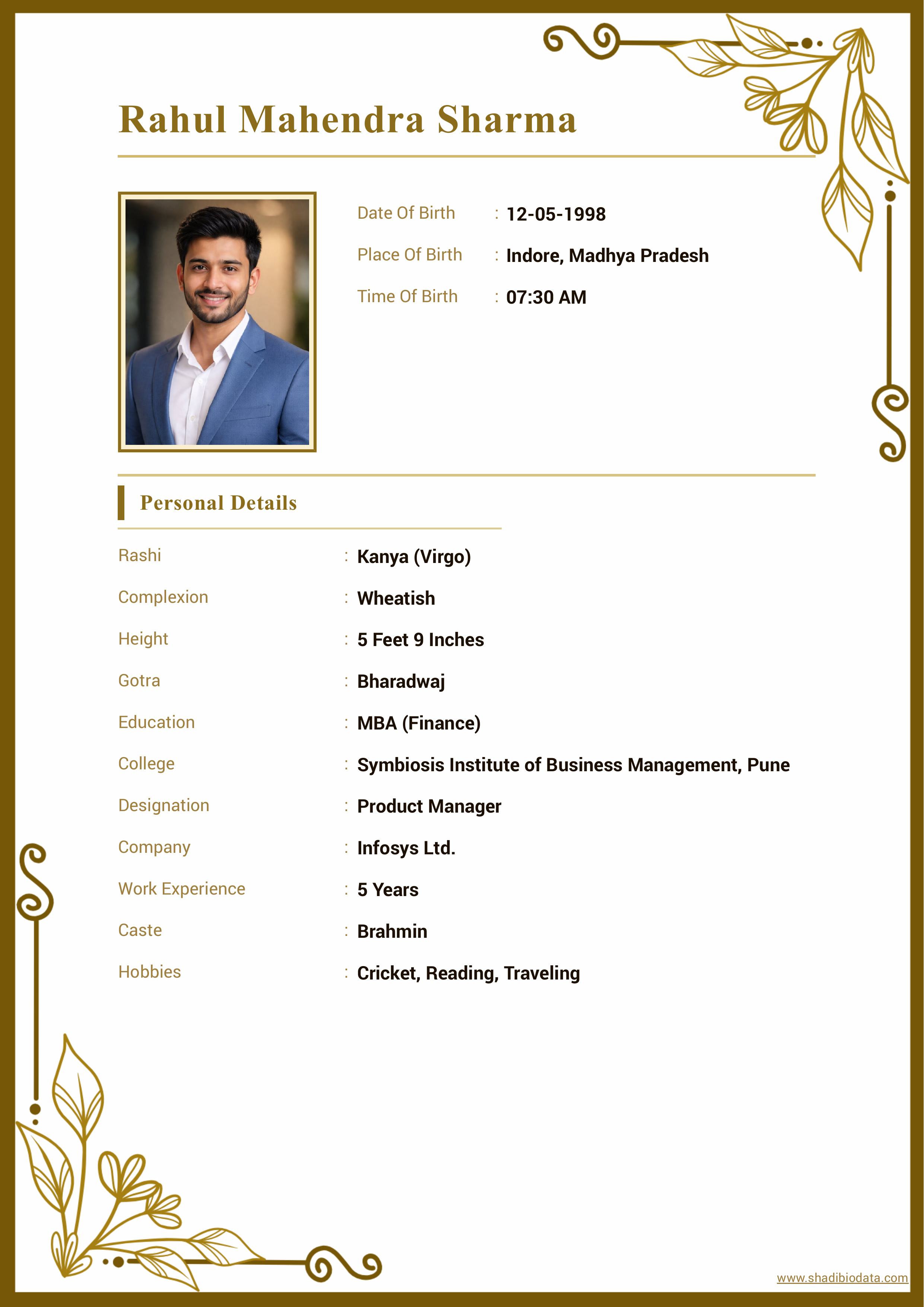 Template Fourty Nine marriage biodata template