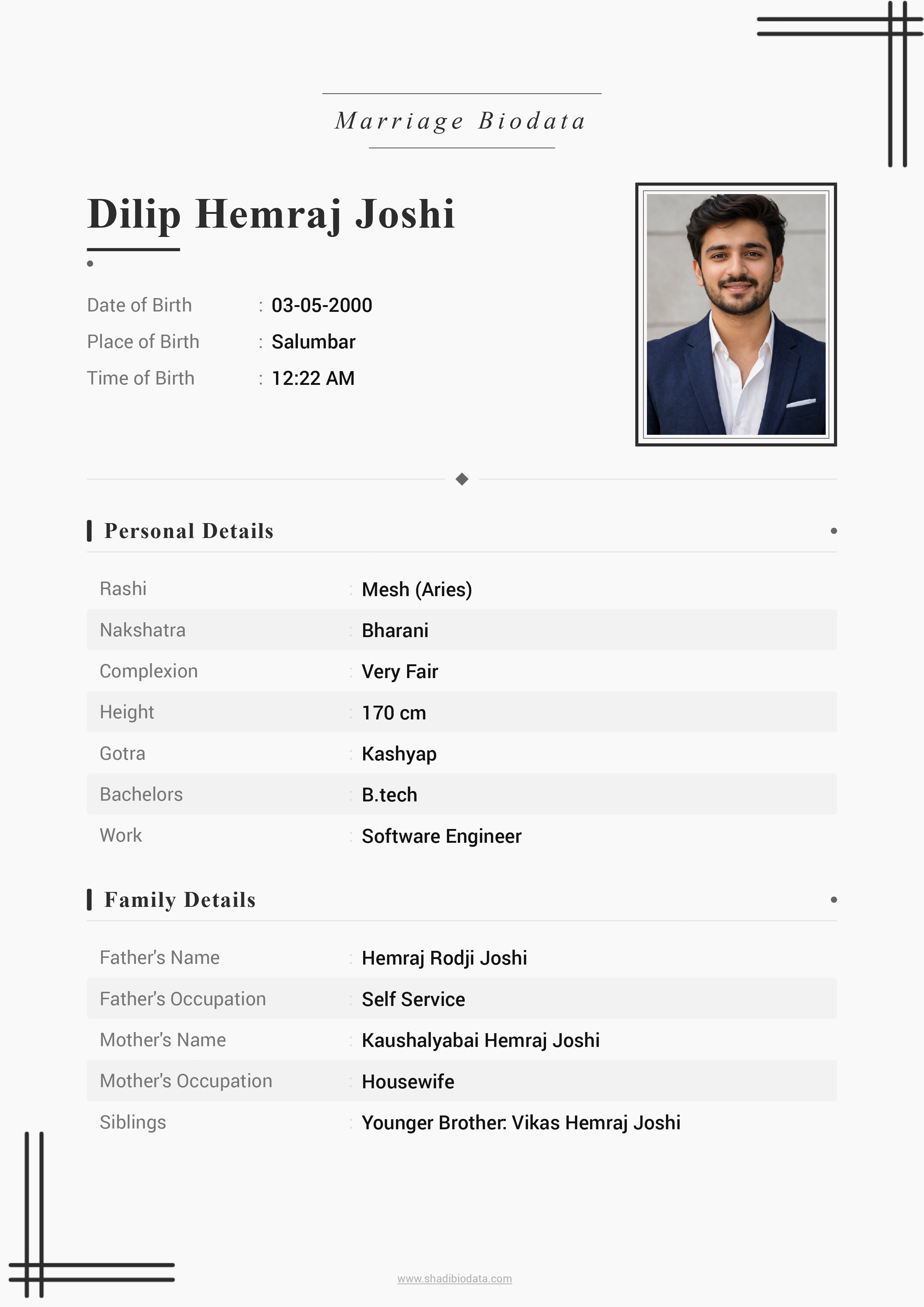 Template Seventy Five marriage biodata template