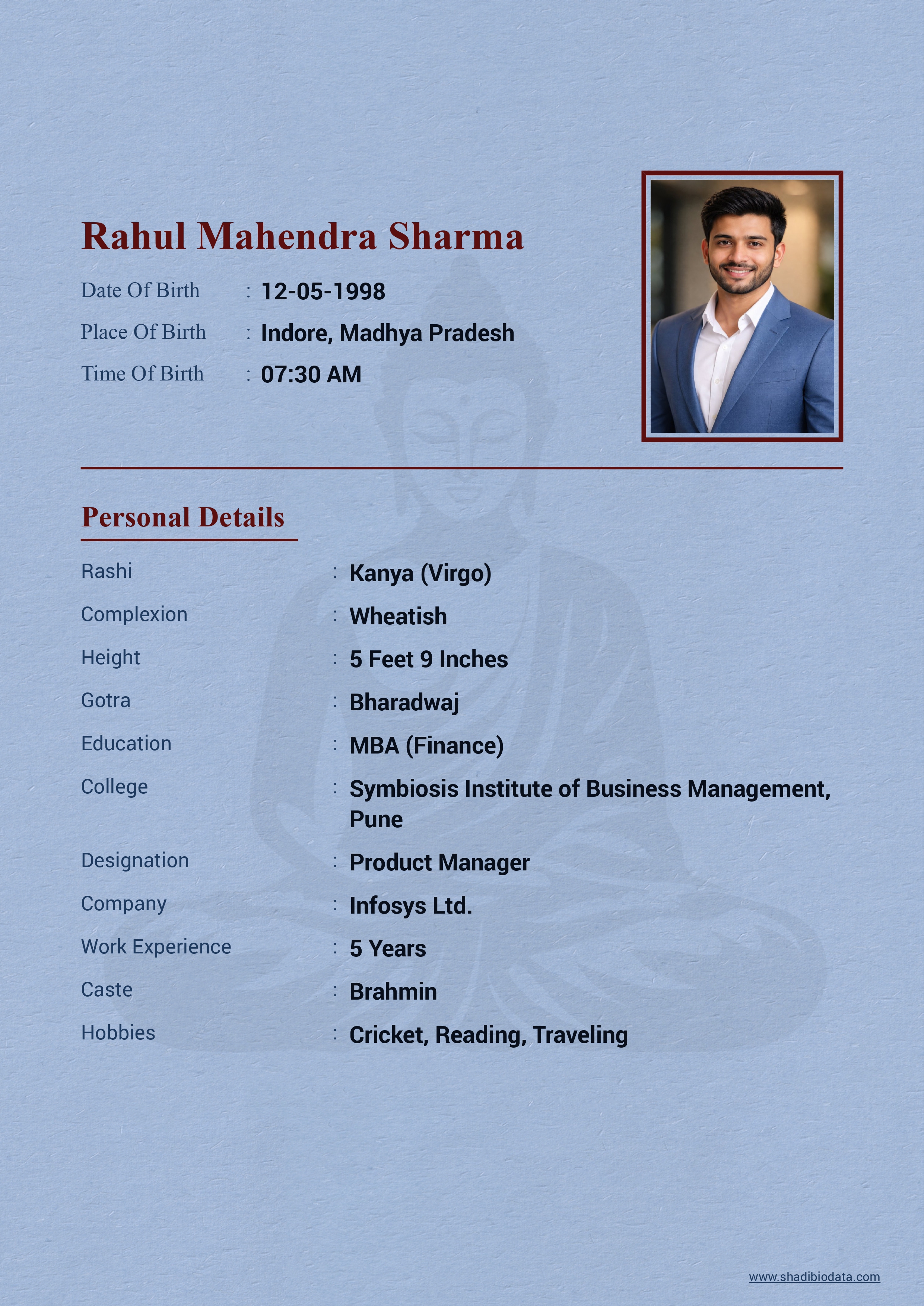 Template Fourty marriage biodata template