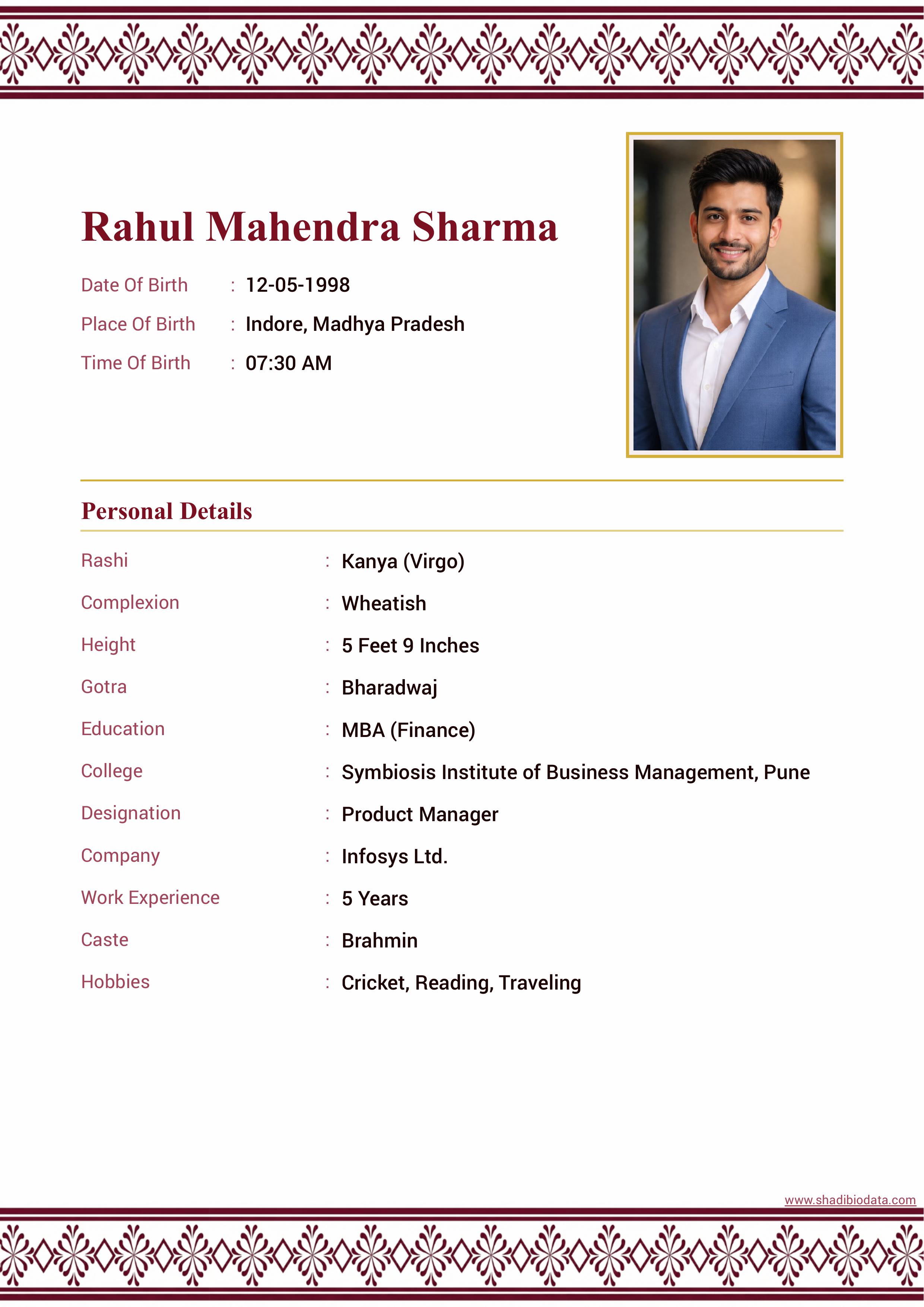 Template Fifty Six marriage biodata template