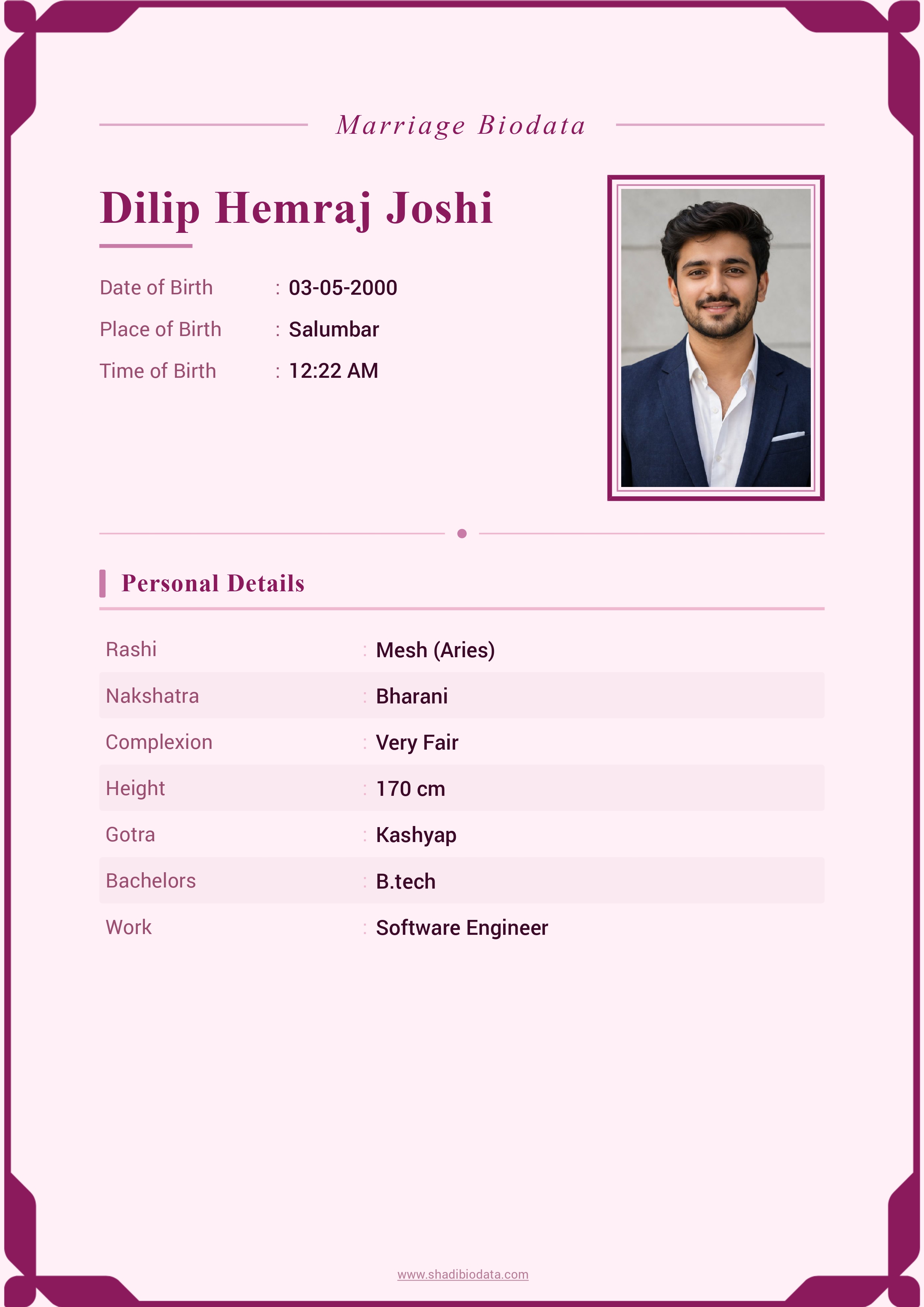 Template Sixty Two marriage biodata template