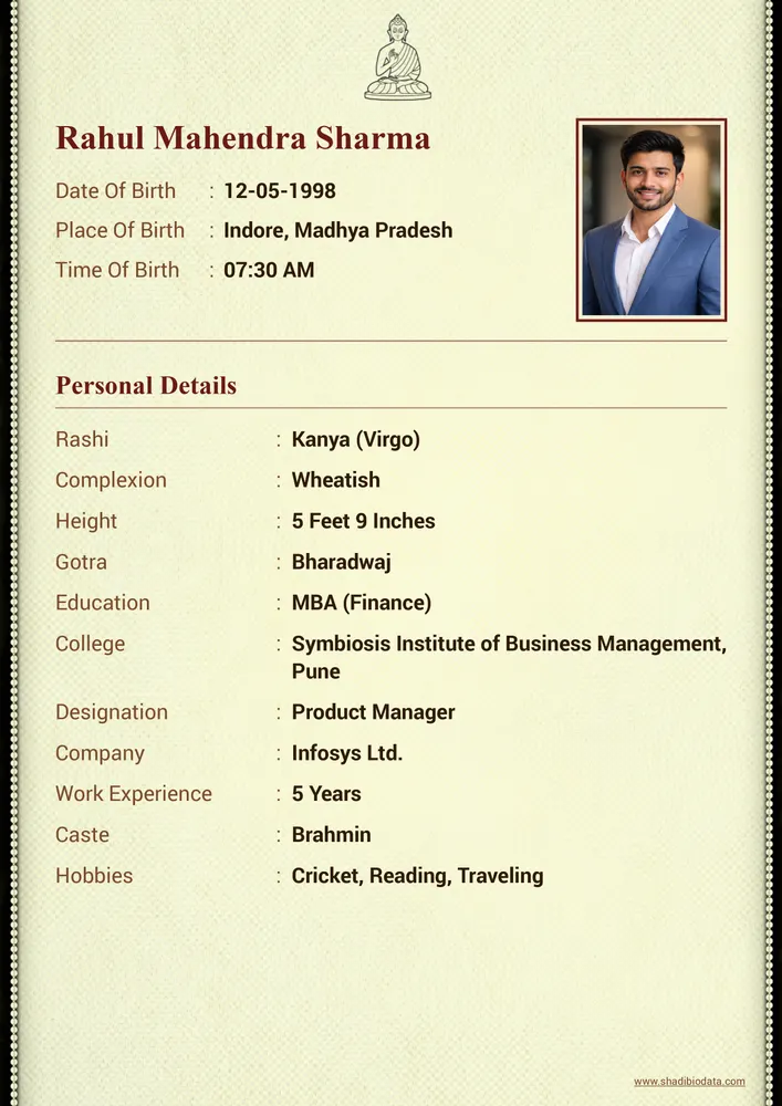 Template Thirty Eight — simple marriage biodata template