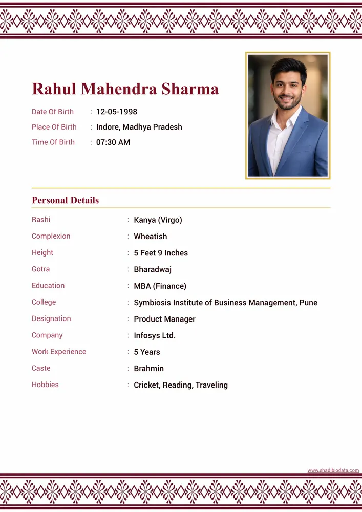 Template Fifty Six — elegant marriage biodata template