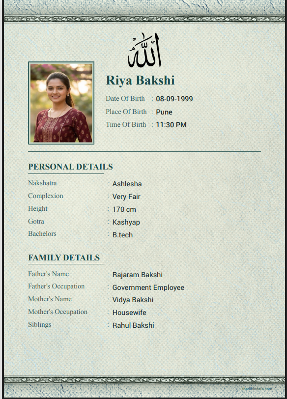 Template Fourty One marriage biodata template