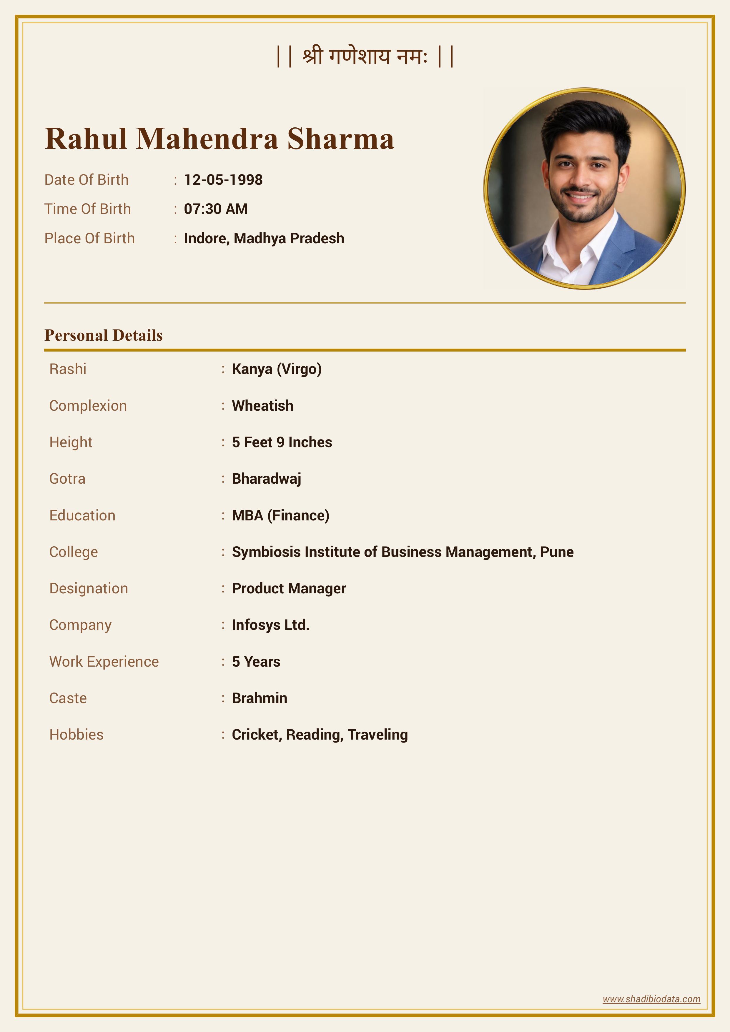 Traditional Template marriage biodata template