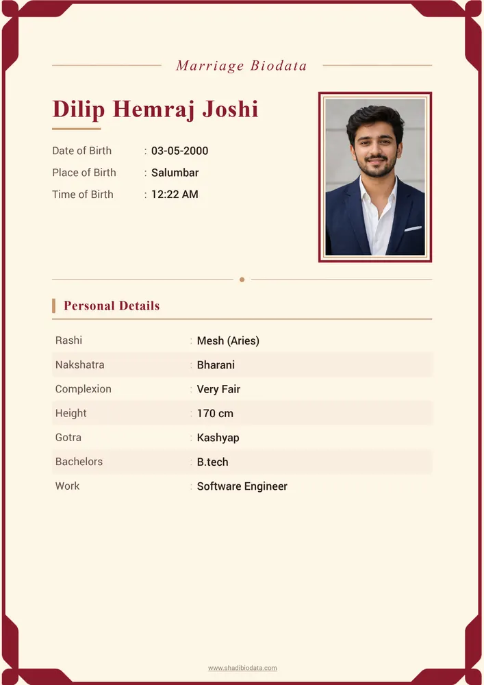 Template Fifty Nine — elegant marriage biodata template
