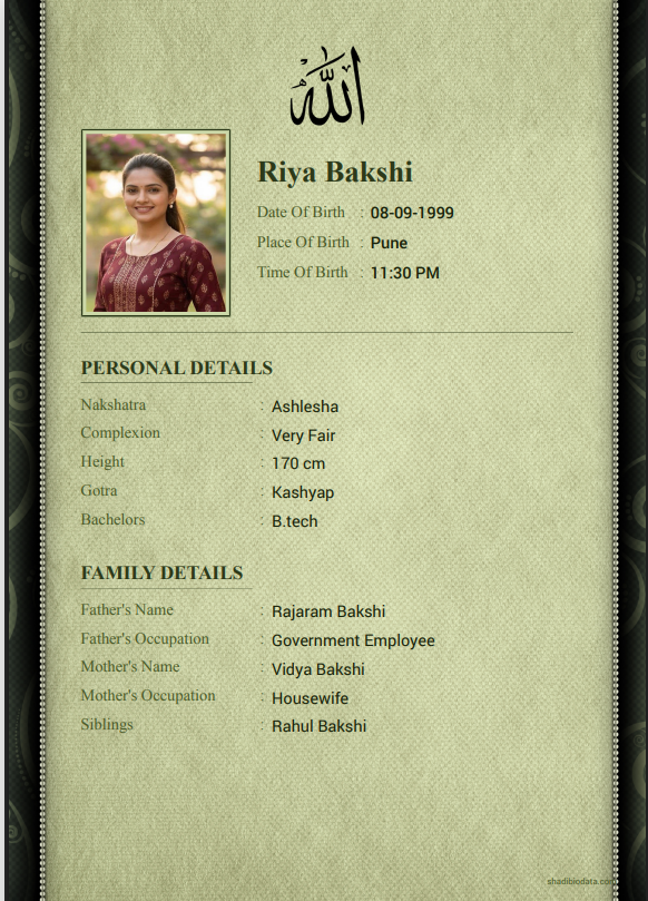 Template Thirty Nine marriage biodata template