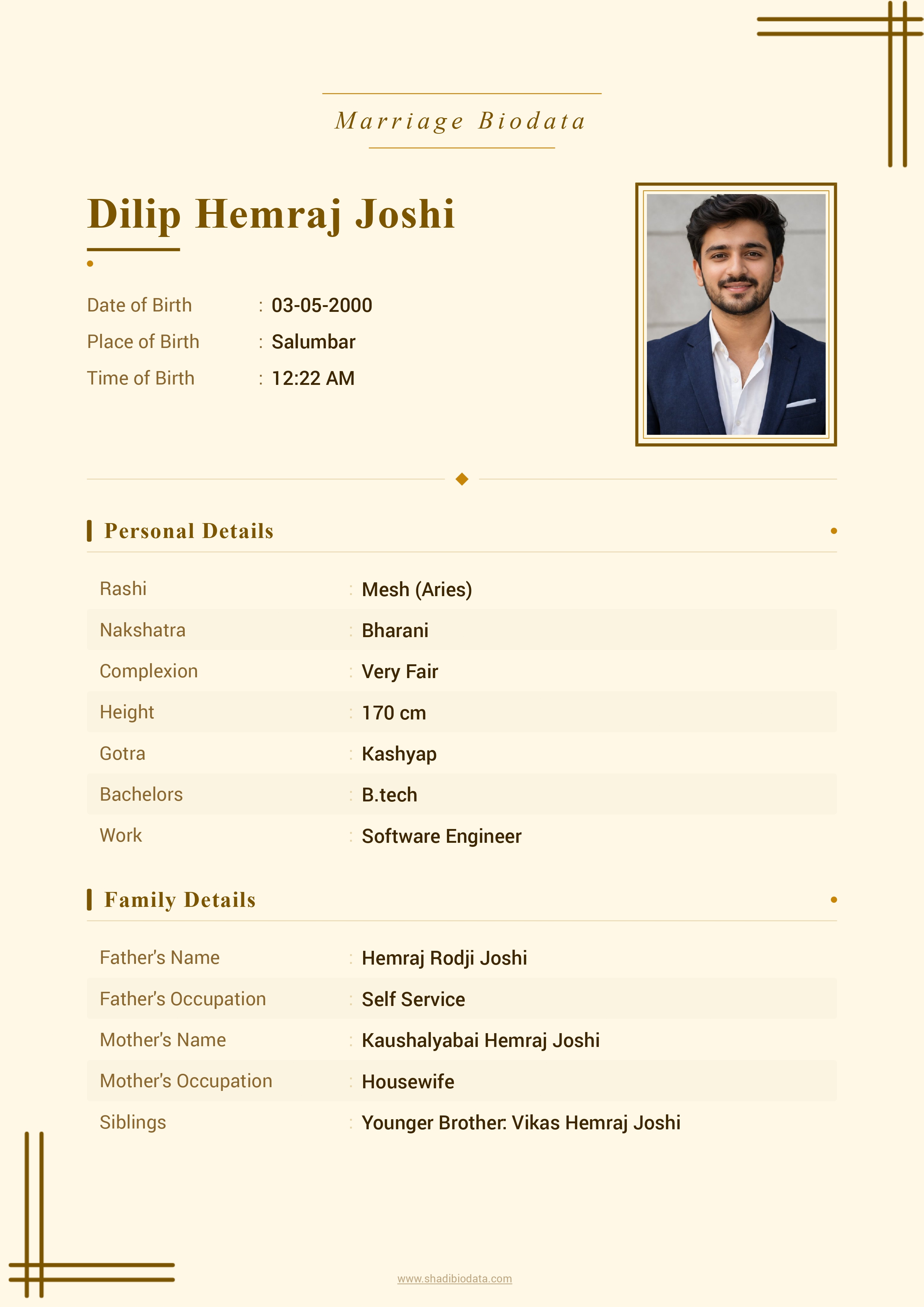 Template Seventy Four marriage biodata template