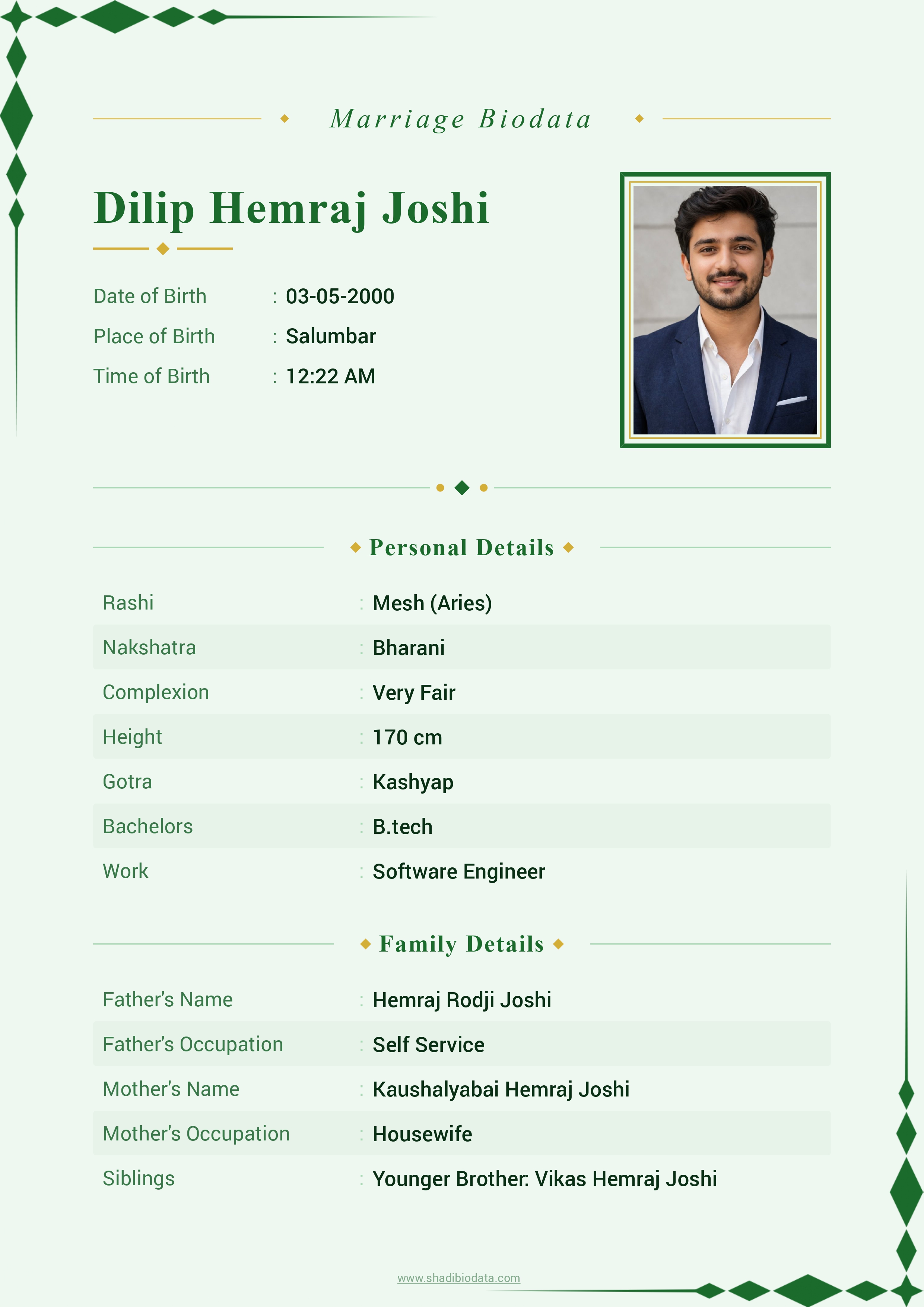 Template Seventy marriage biodata template