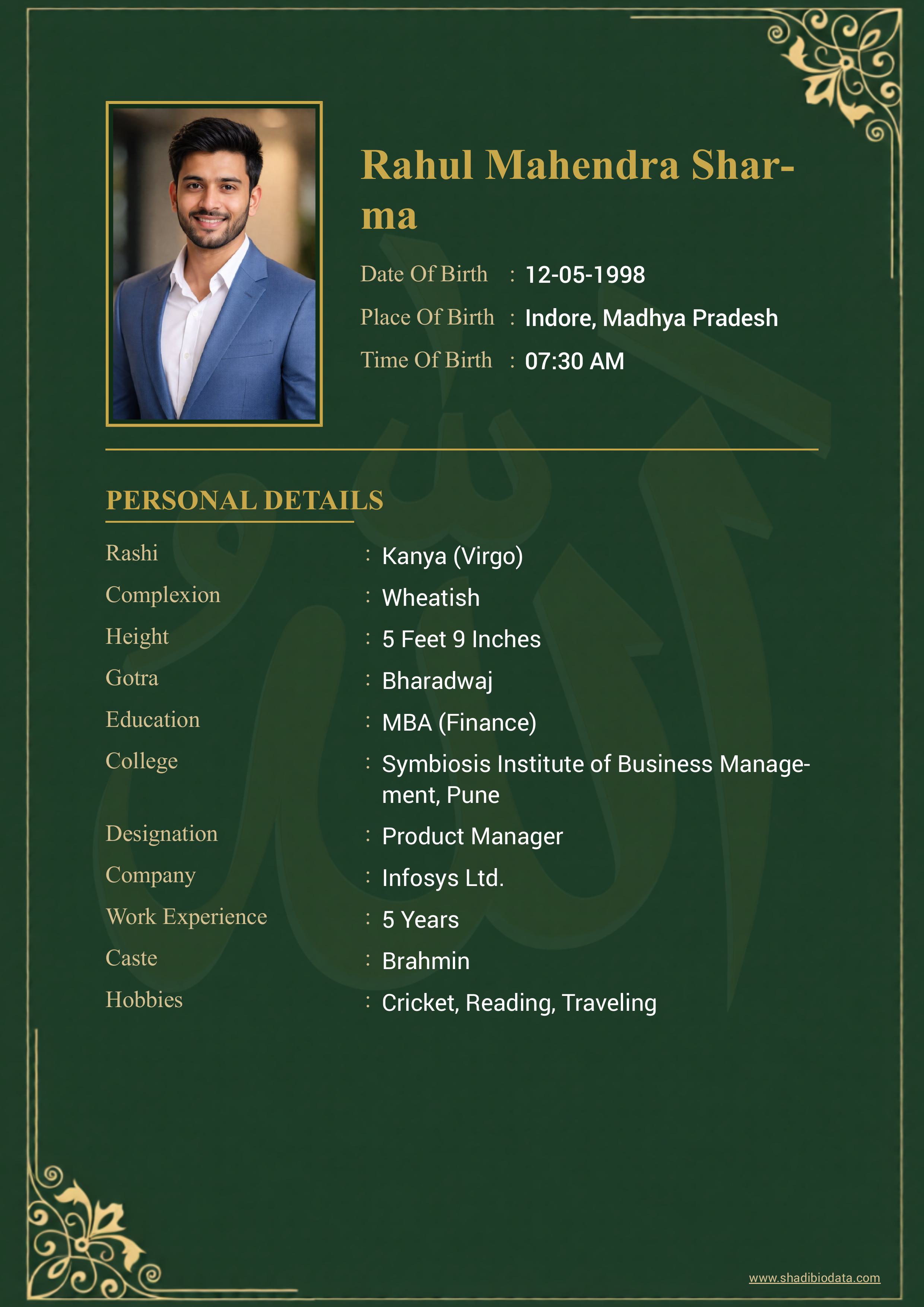Template Fifty One marriage biodata template