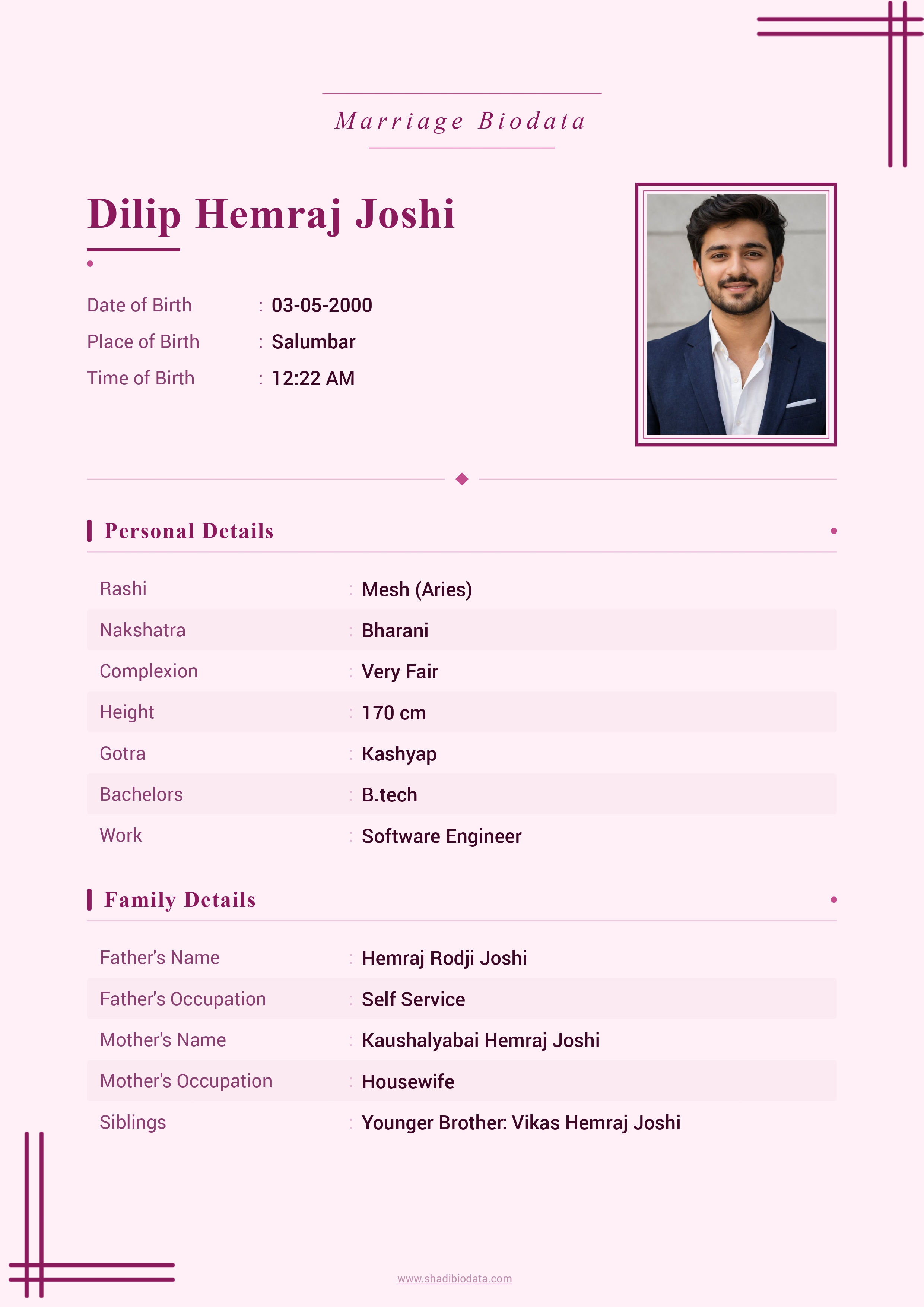 Template Seventy Three marriage biodata template