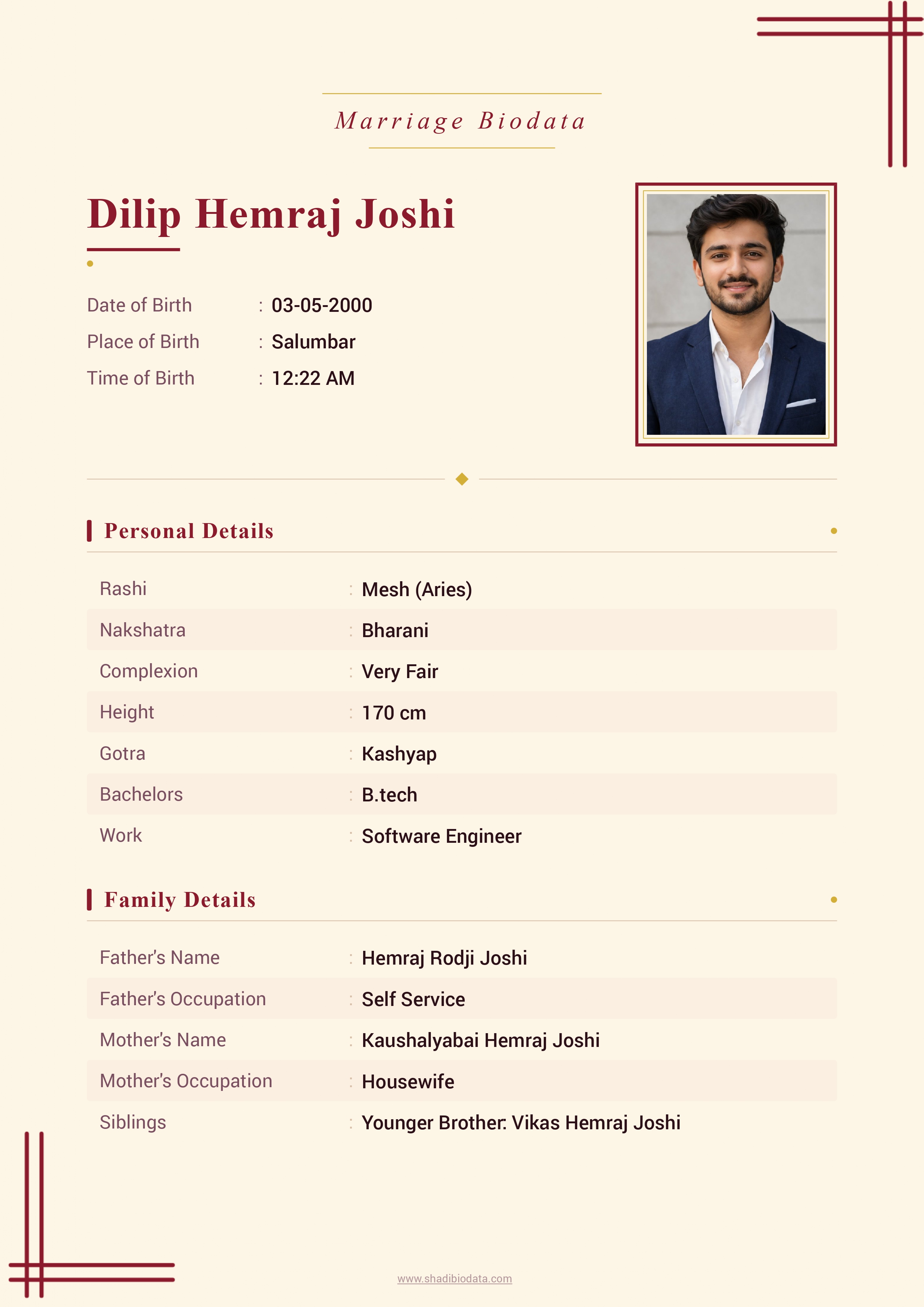 Template Seventy One marriage biodata template
