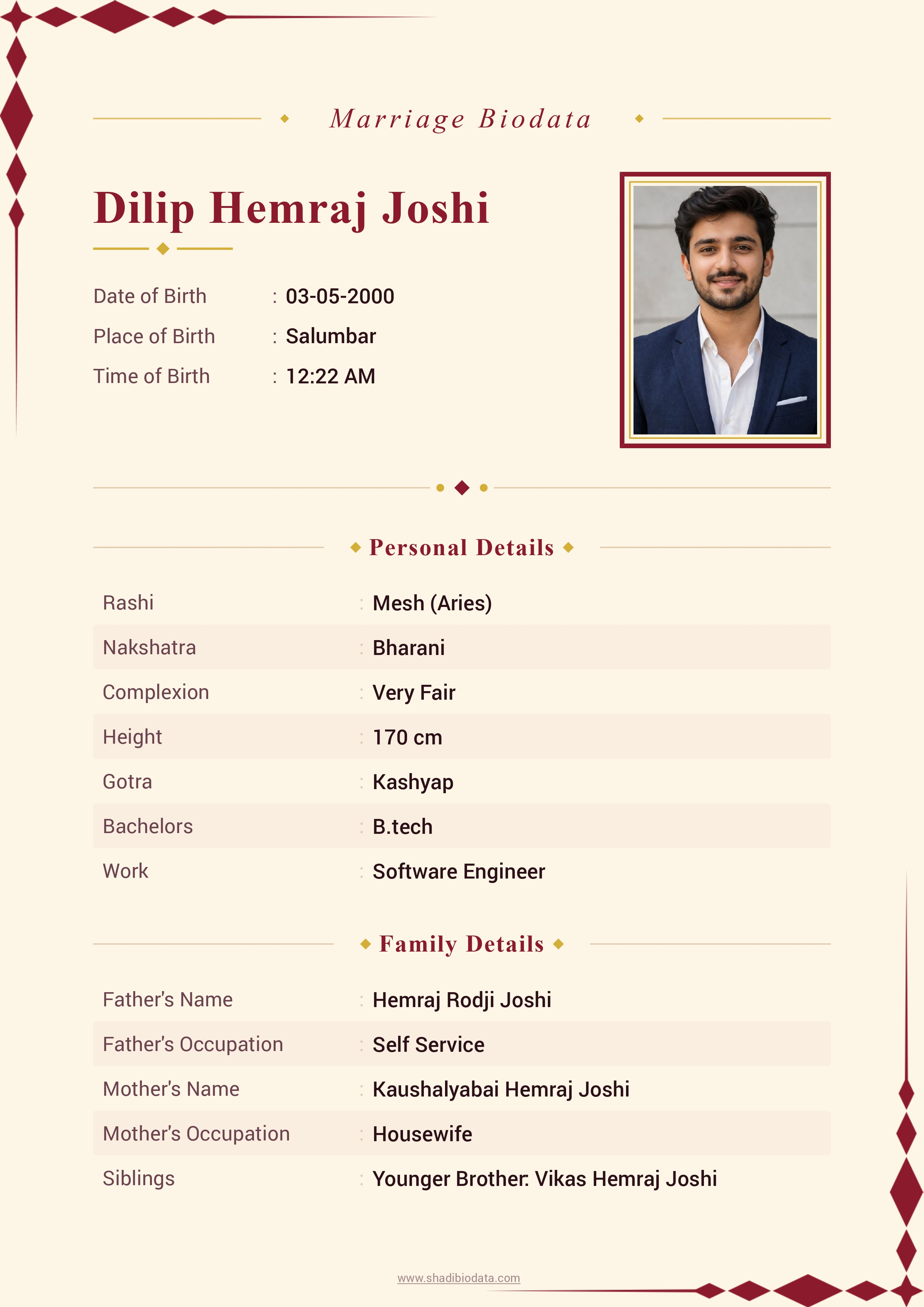 Template Sixty Five marriage biodata template