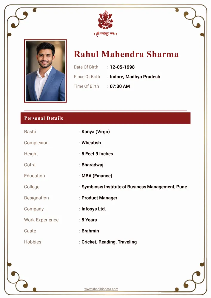 Template Fifty Three — simple marriage biodata template