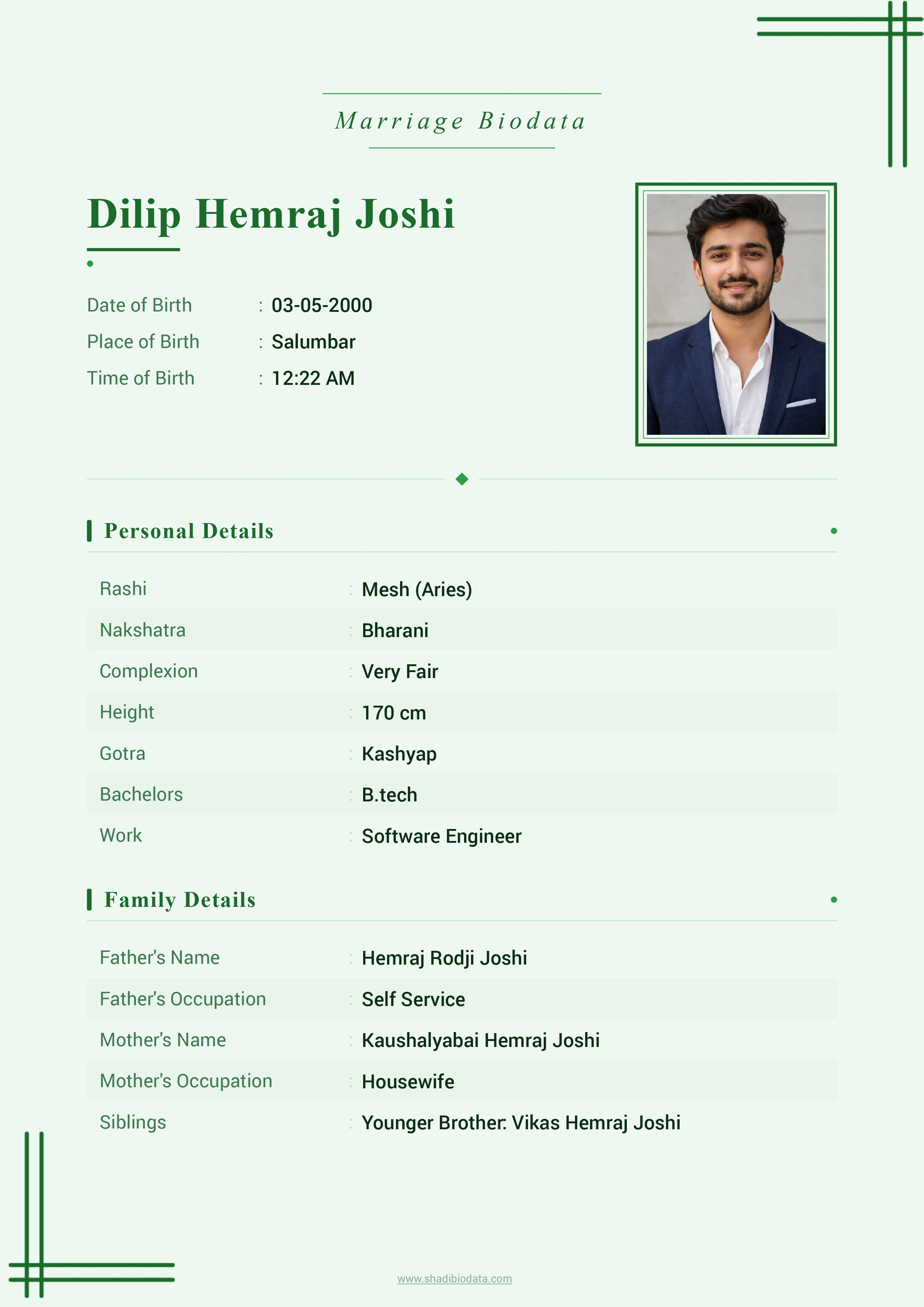 Template Seventy Six marriage biodata template