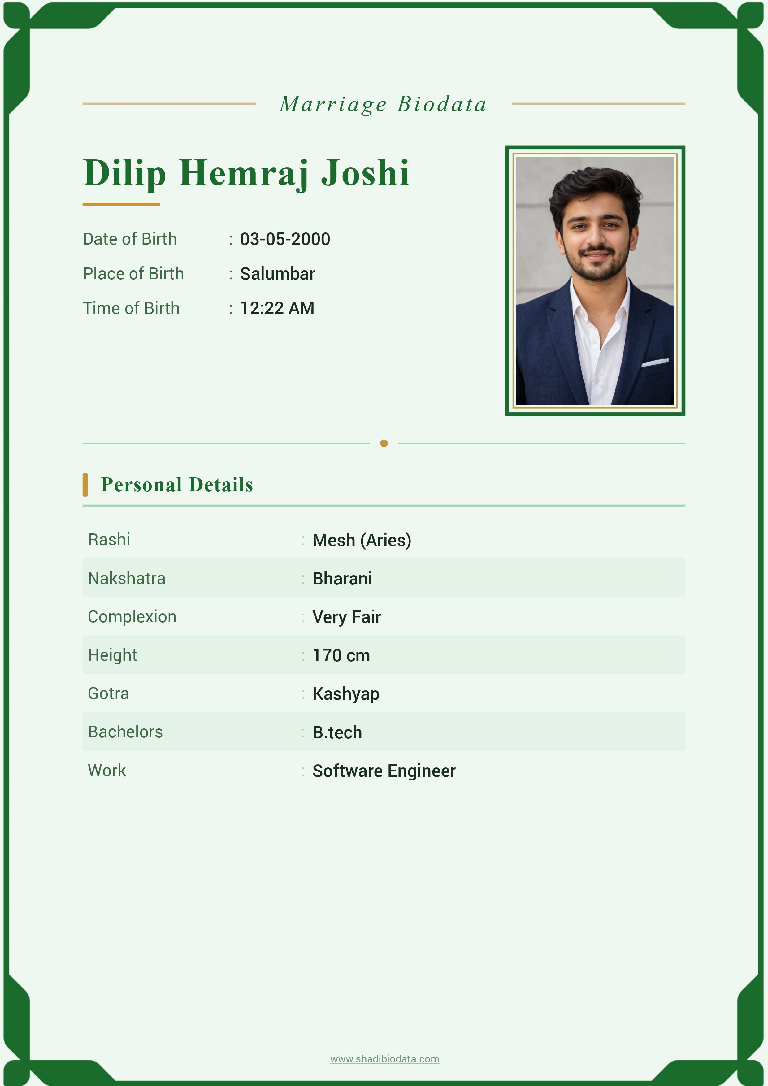 Template Sixty Four marriage biodata template