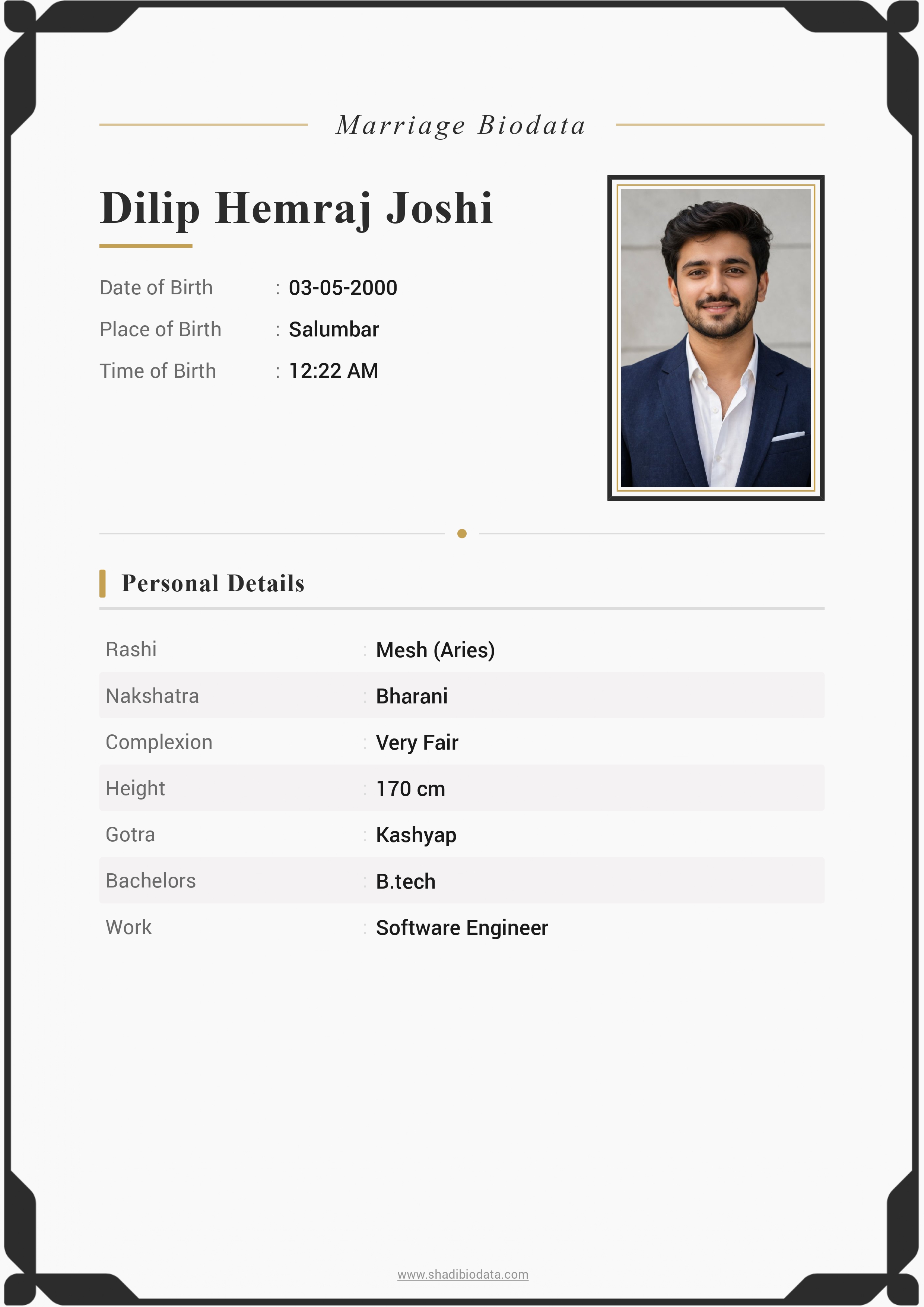 Template Sixty Three marriage biodata template