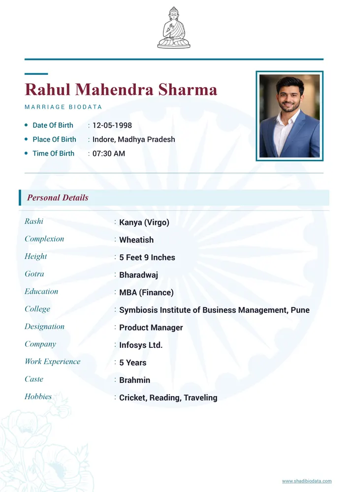 Template Fourty Five — simple marriage biodata template