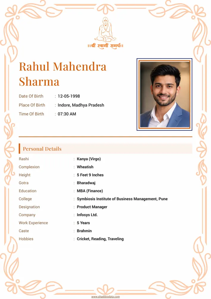 Template Thirty Six — elegant marriage biodata template