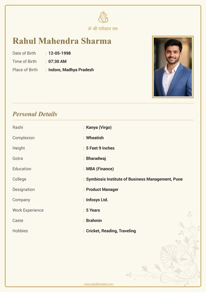 Golden Classic — elegant marriage biodata template