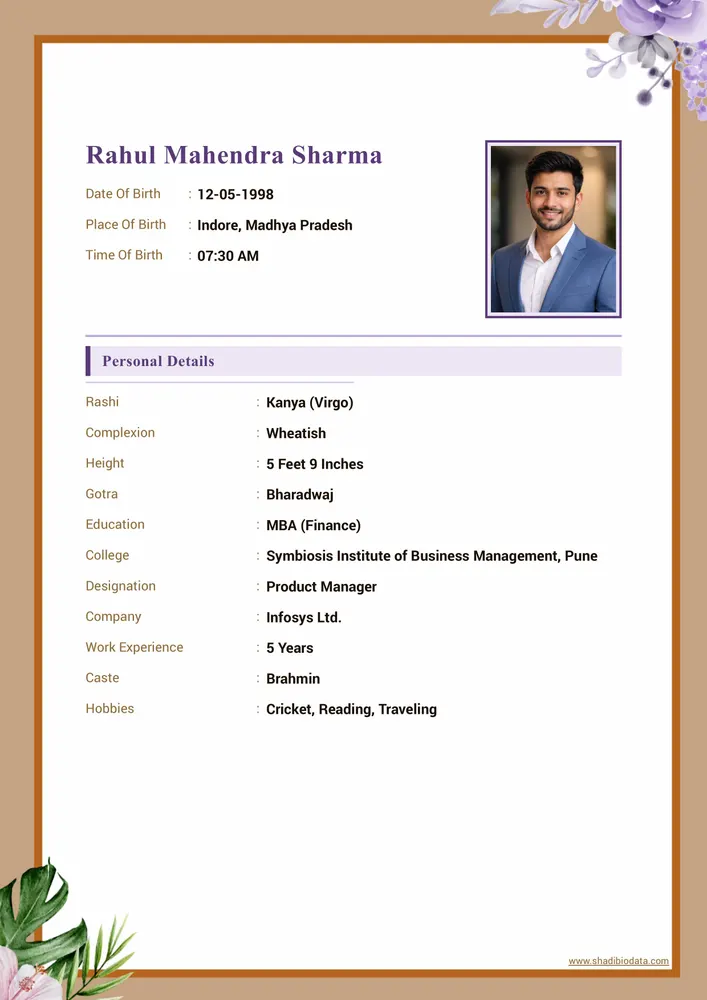 Template Fourty Six — elegant marriage biodata template