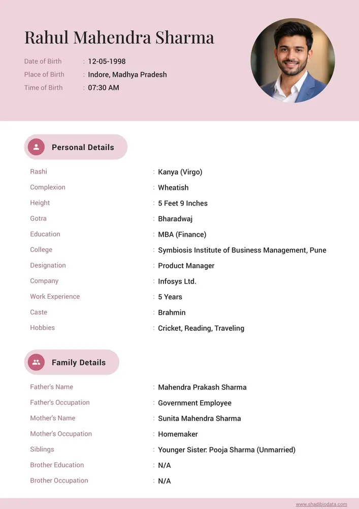 Rose Elegance — elegant marriage biodata template