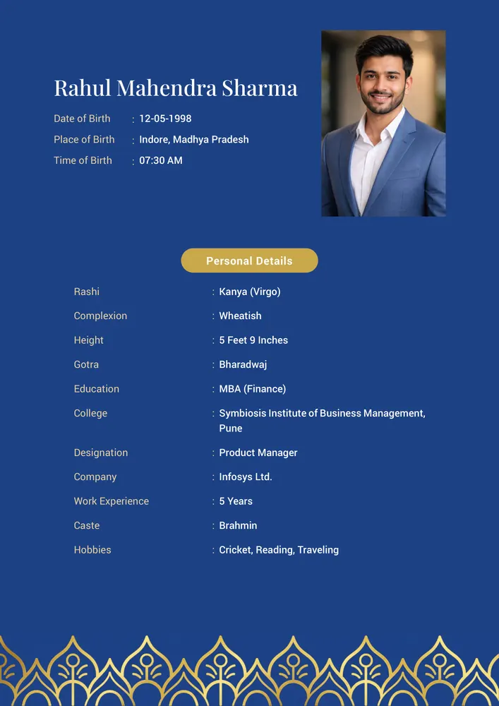 Template Twenty Seven — elegant marriage biodata template